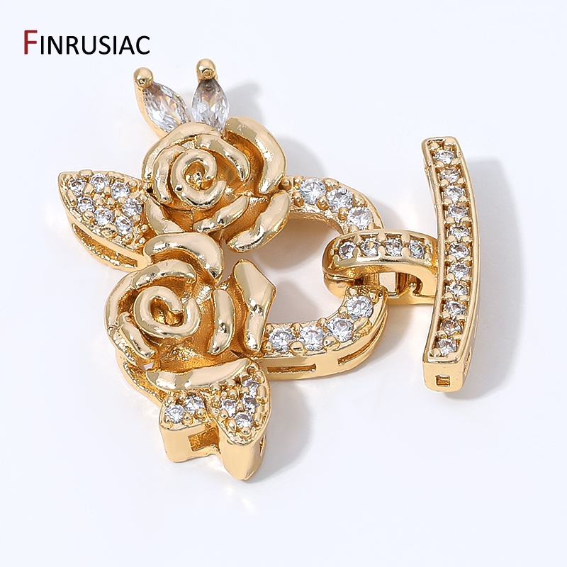 Jewelry Making Brass - 14K Gold Plated Brass Zircon Flower