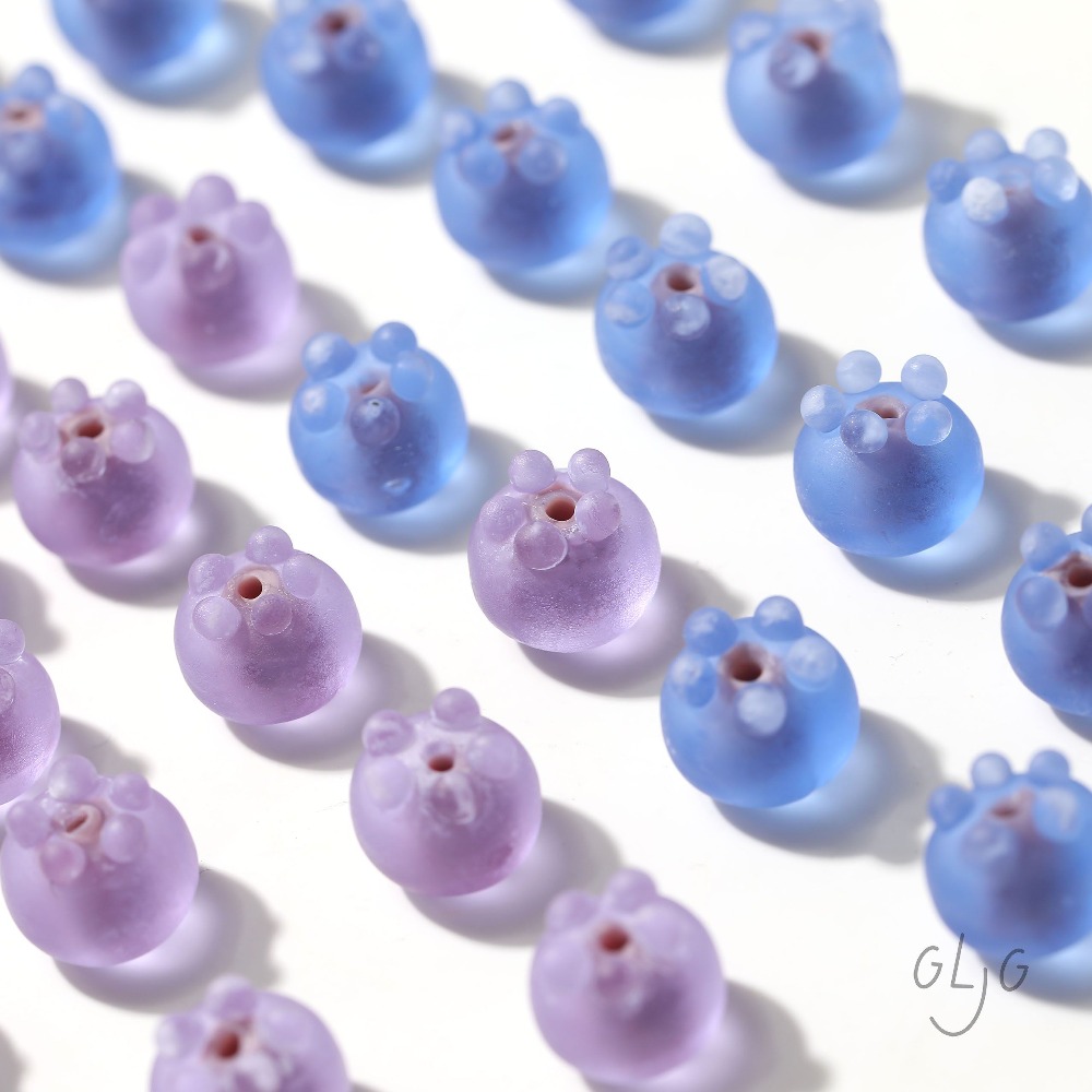 Jewelry Making Equipment - 4PCS Glass Blueberry Matte Spacer Beads