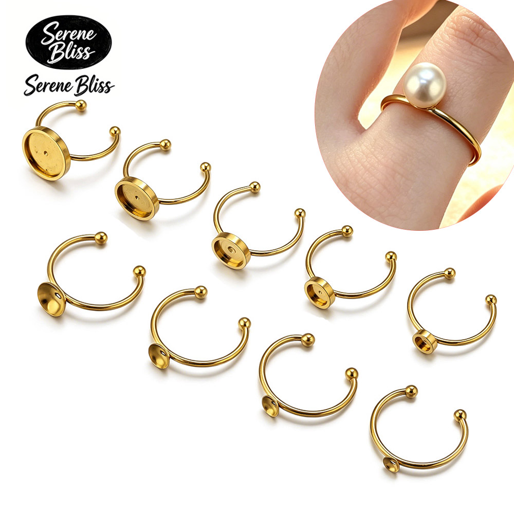 Jewelry Making Stones - 10pcs Stainless Steel Round Adjustable Open