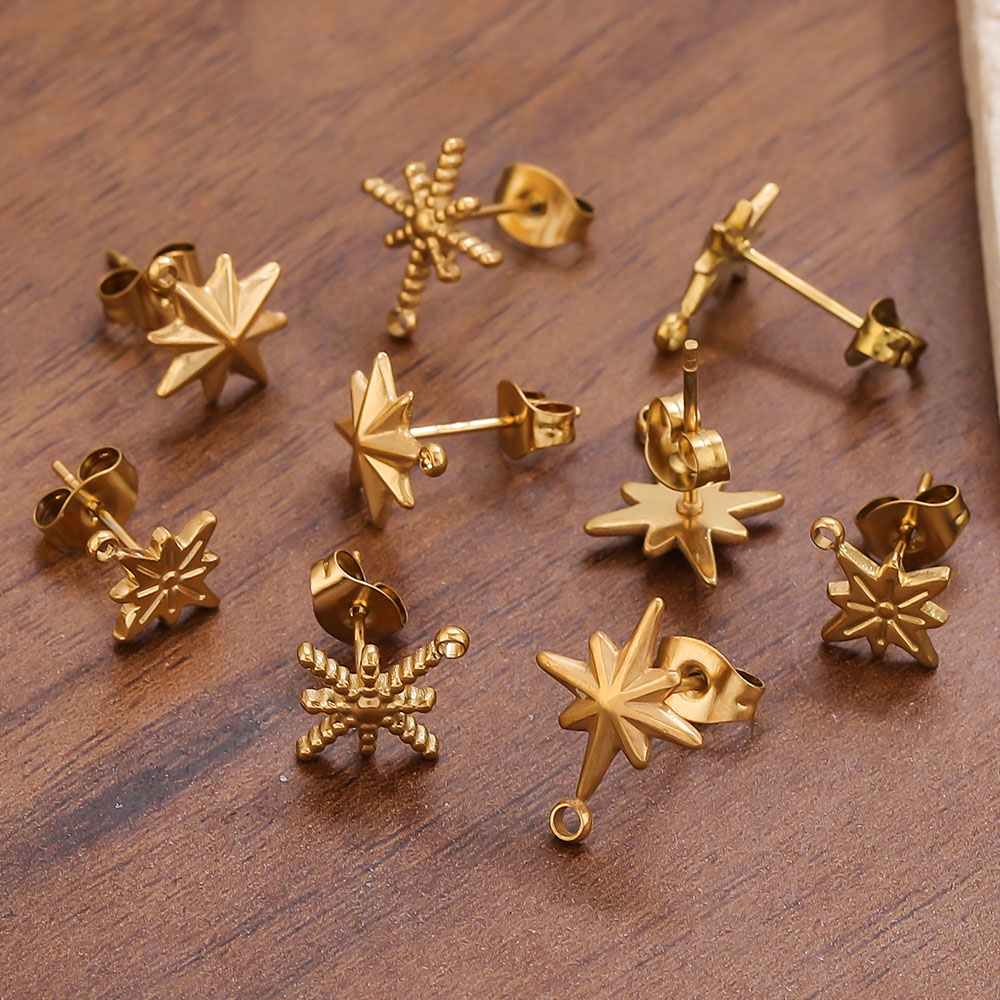 Jewelry Making Soldering Kit - 6pcs Stainless Steel Earrings Gold Star