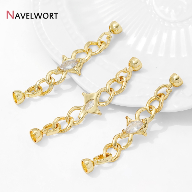 Jewelry Making Brass - 14K Gold Plated Brass Zircon Connector