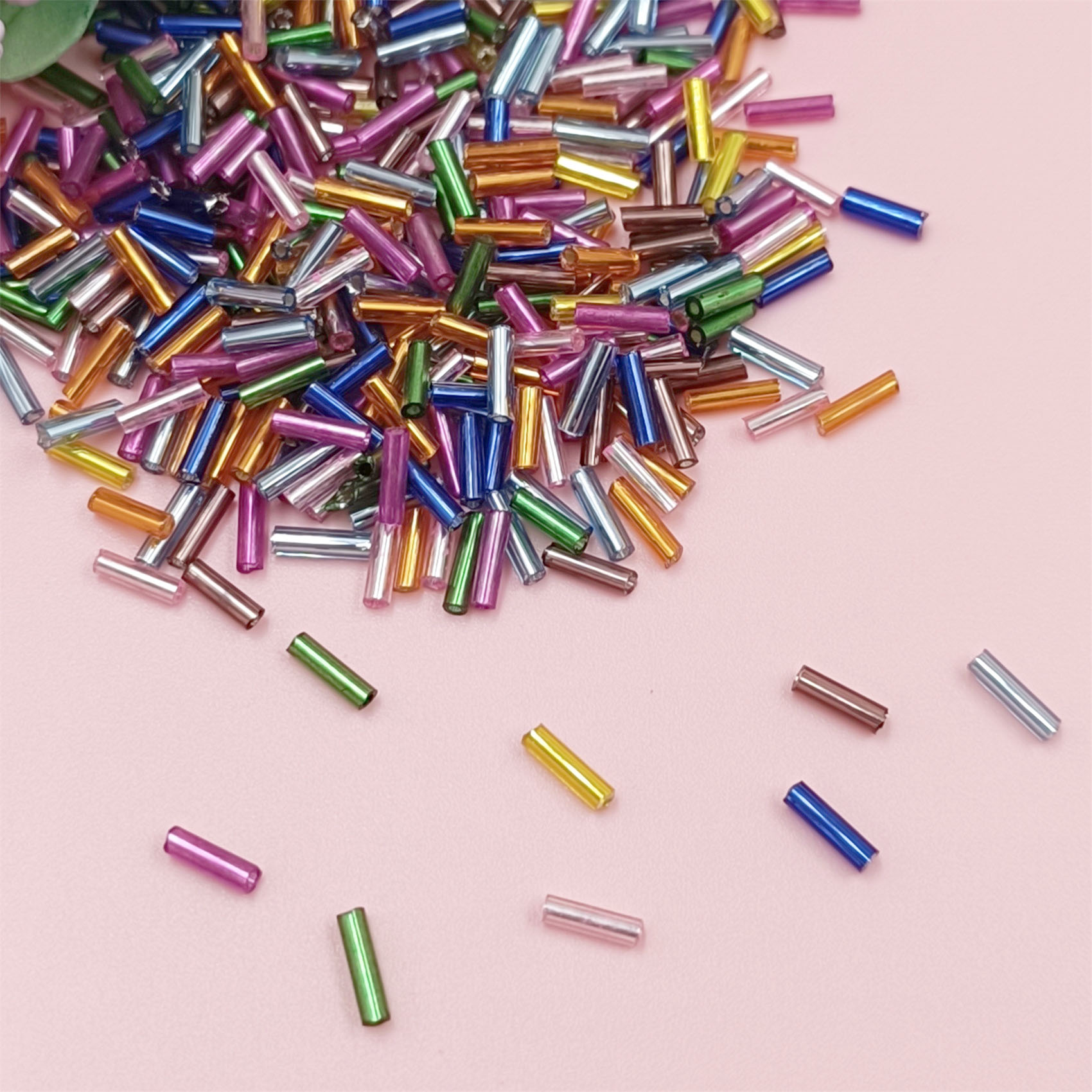 Crimp Bead Tube - 200Pcs 2*7mm Glass Tube Loose Beads