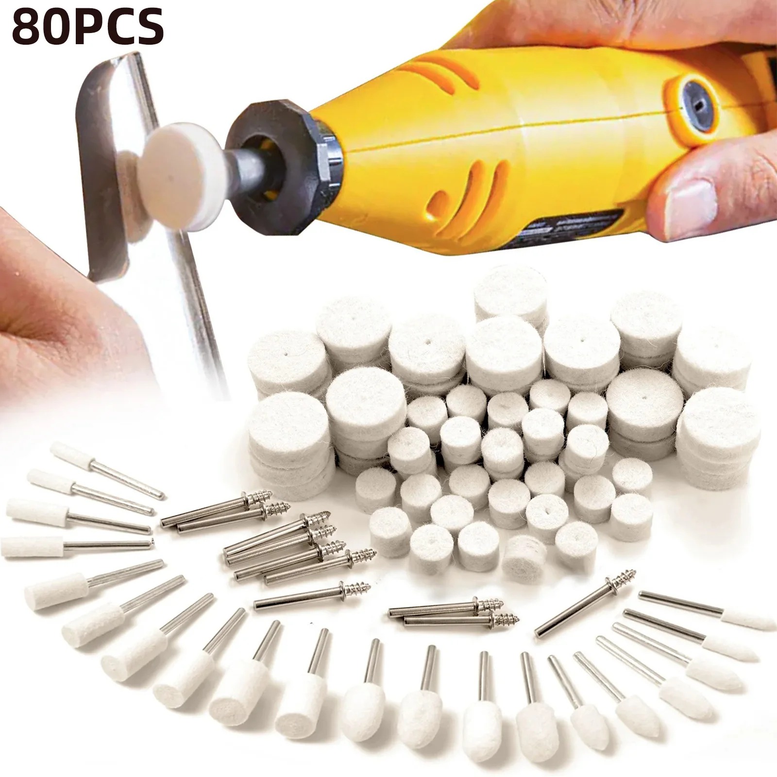 Jewelry Making Equipment - 80PCS Wool Felt Buffing Wheel Kit,