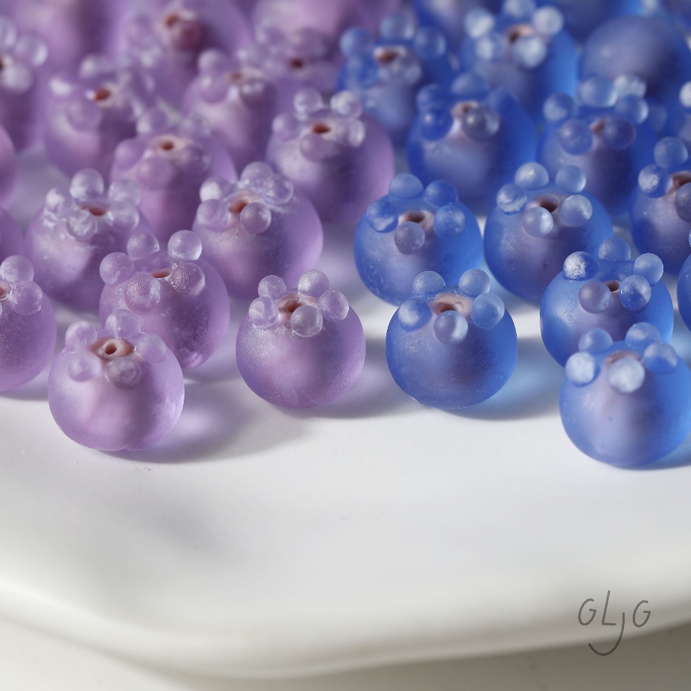 4PCS Glass Blueberry Matte Spa - Jewelry Making Equipment ulasan dan harga