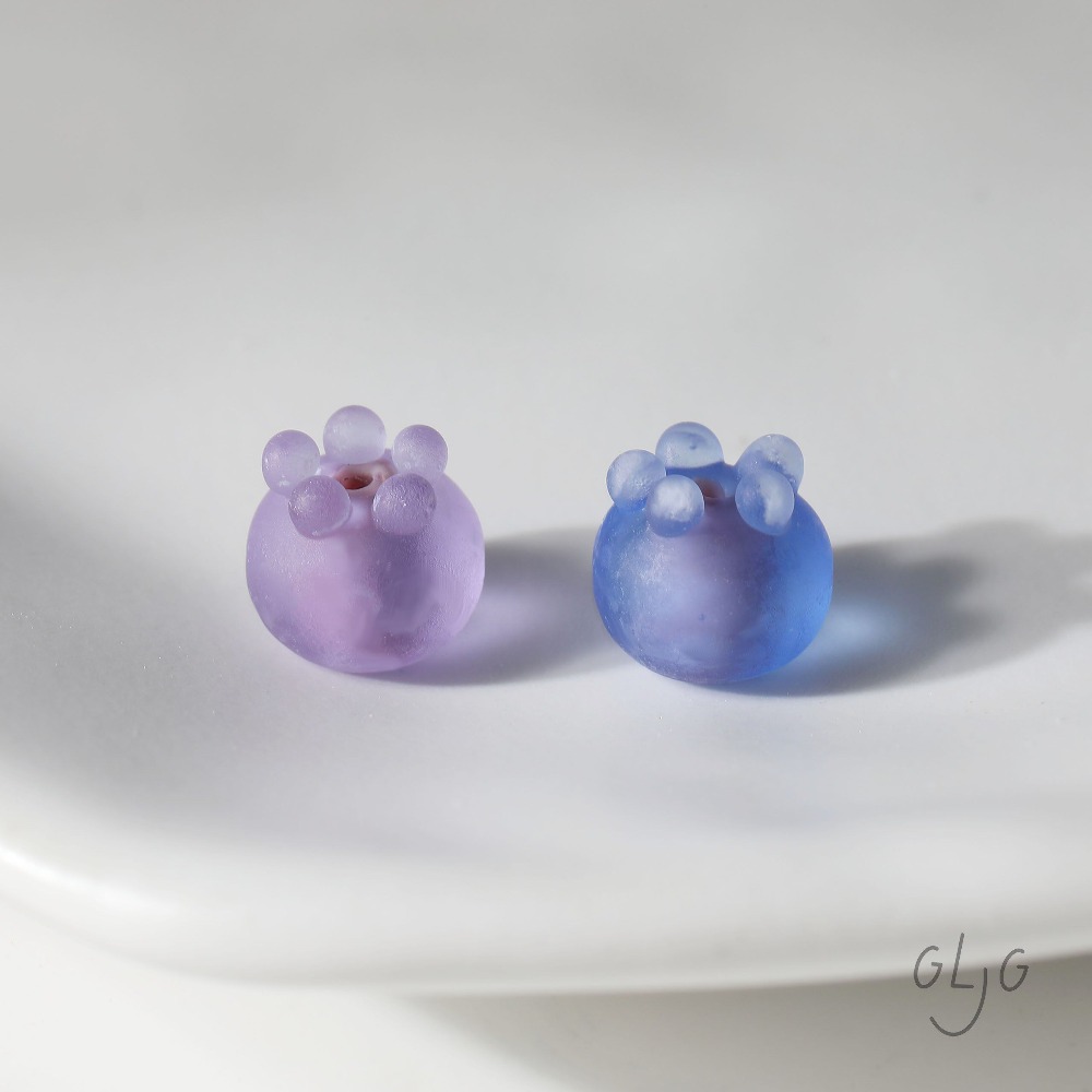 4PCS Glass Blueberry Matte Spa - Jewelry Making Equipment ulasan dan harga