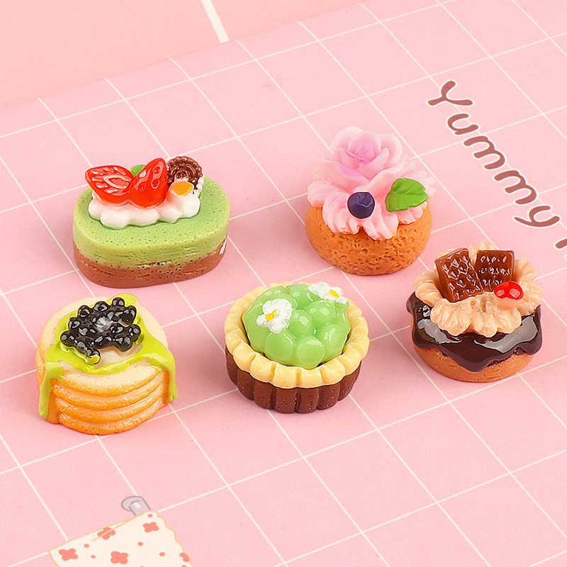 5pcs Cute Mini Fruit Cake Resi - Jewelry Making Desk ulasan dan harga