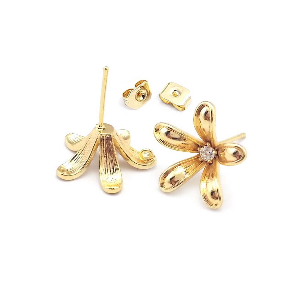 18K Gold Color Brass Flower St - Jewelry Making Brass ulasan dan harga