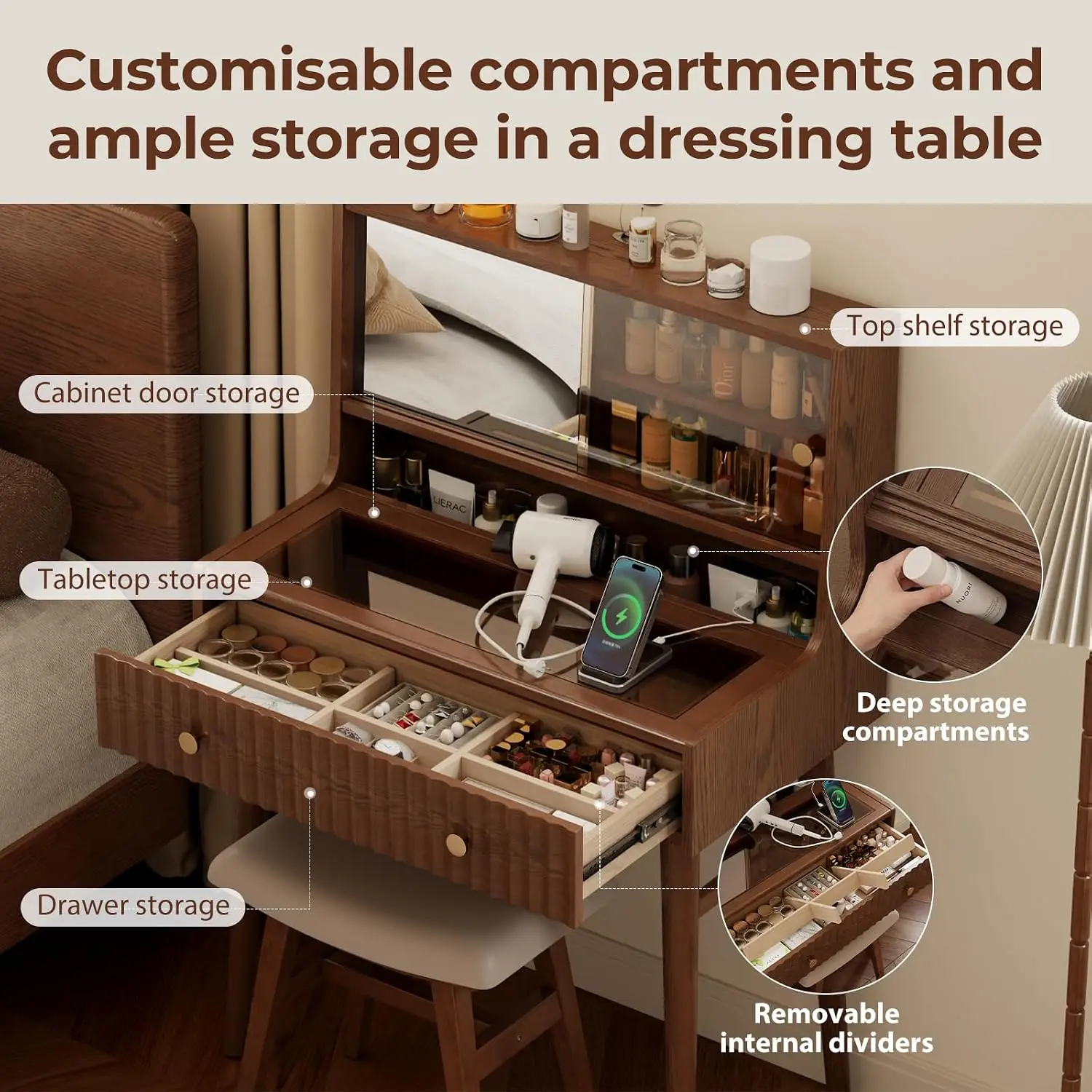 Vanity Desk with Power Outlet  - Jewelry Making Desk ulasan dan harga