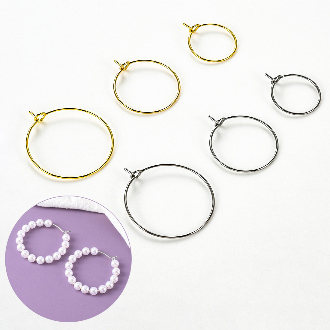 20Pcs Stainless Steel Round Ea - Jewelry Making Gold Wire ulasan dan harga