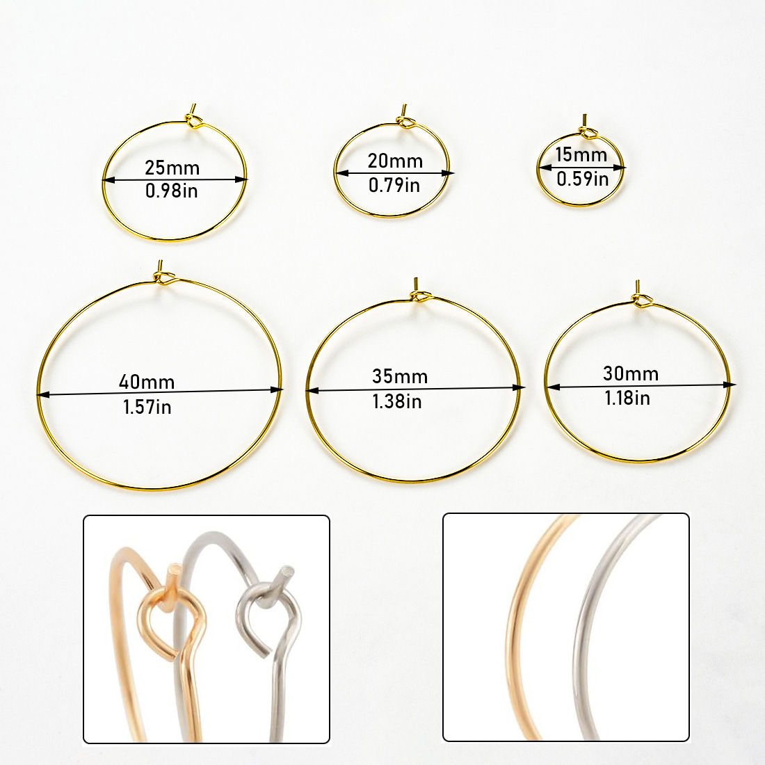 20Pcs Stainless Steel Round Ea - Jewelry Making Gold Wire ulasan dan harga