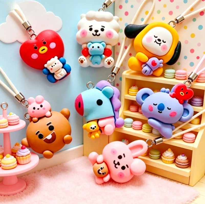 7pcs BT21 Resin Cartoon Charm  - Jewelry Making Essentials ulasan dan harga