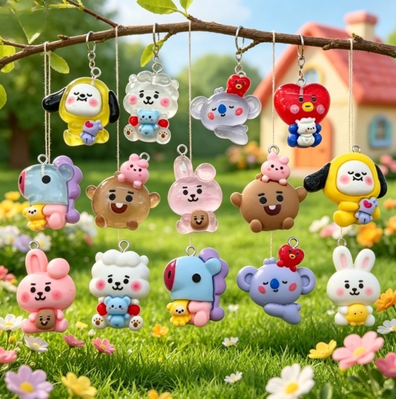 7pcs BT21 Resin Cartoon Charm  - Jewelry Making Essentials ulasan dan harga