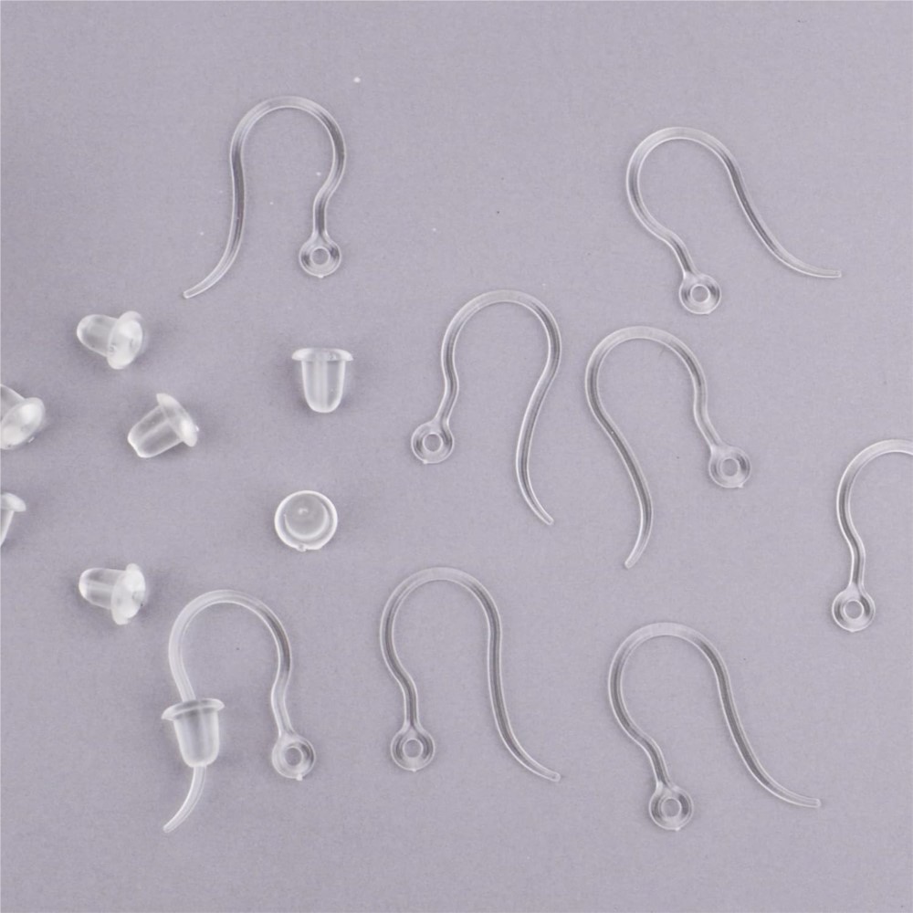 40pcs Clear Plastic Earring Ho - Jewelry Making Material ulasan dan harga